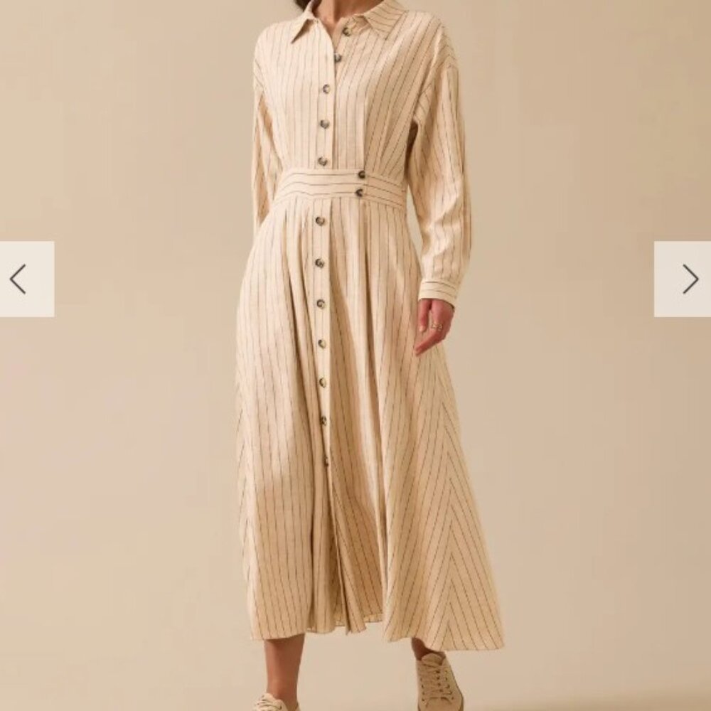 Boho Beachy Gauzy Button Down Full sleeve Shirt dress Size S
